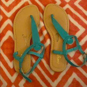 Teal T-Strap Sandals